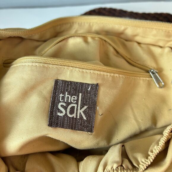 The Sak Indio Beige Sand Stripe Crochet Slouchy Hobo Braided Strap Shoulder Bag - Picture 8 of 15